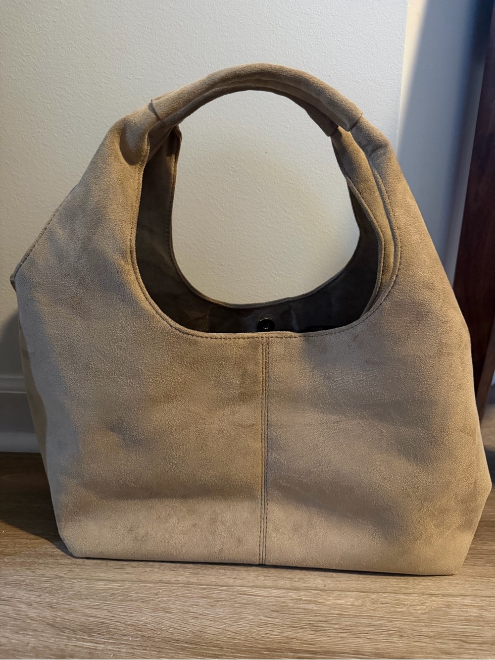 Ah Dorned Soft Suede Hobo Handbag in Beige